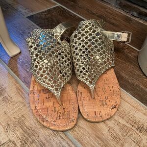 Donald j pliner gold wedge sandals NWOT-